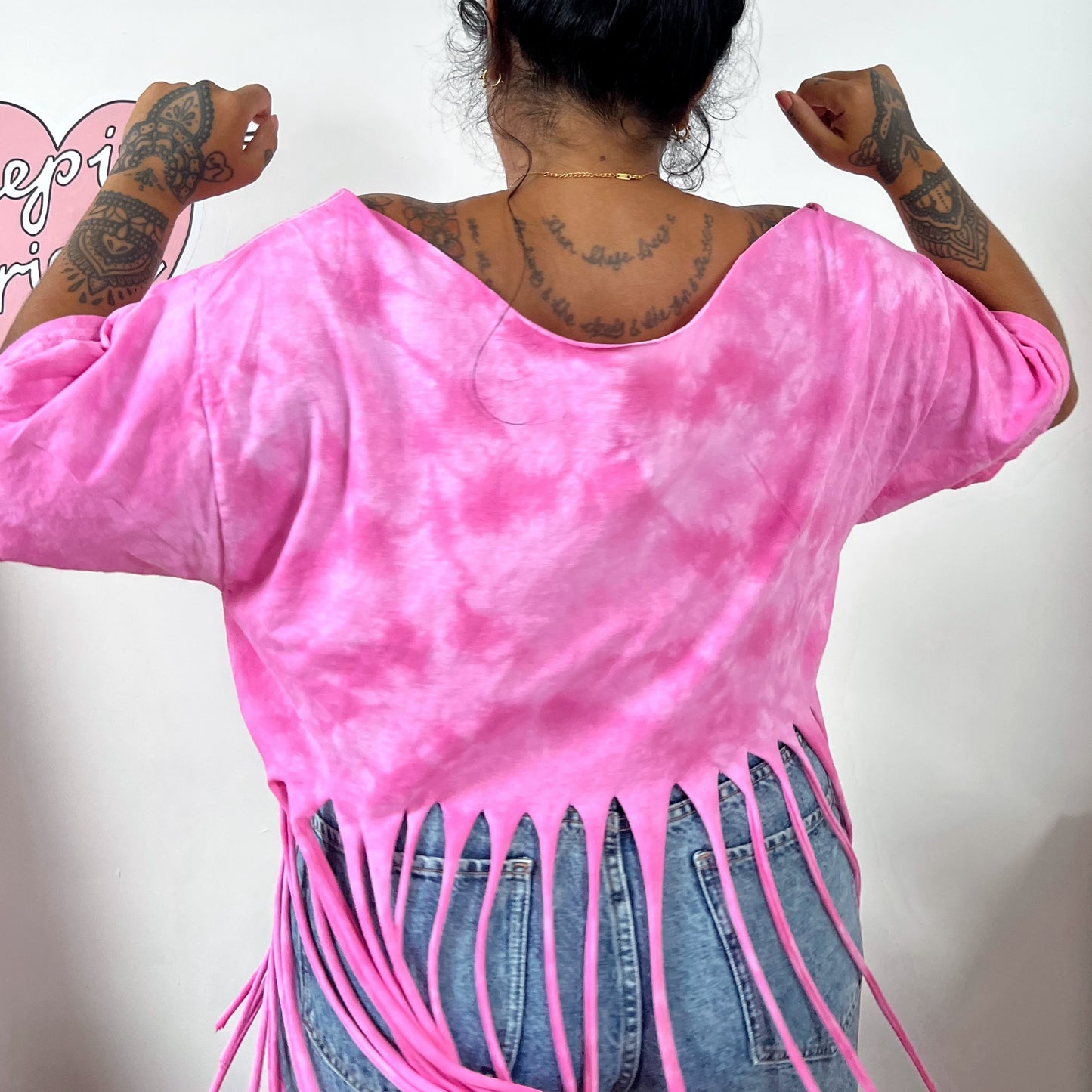 radiate love tie-dye tassel top