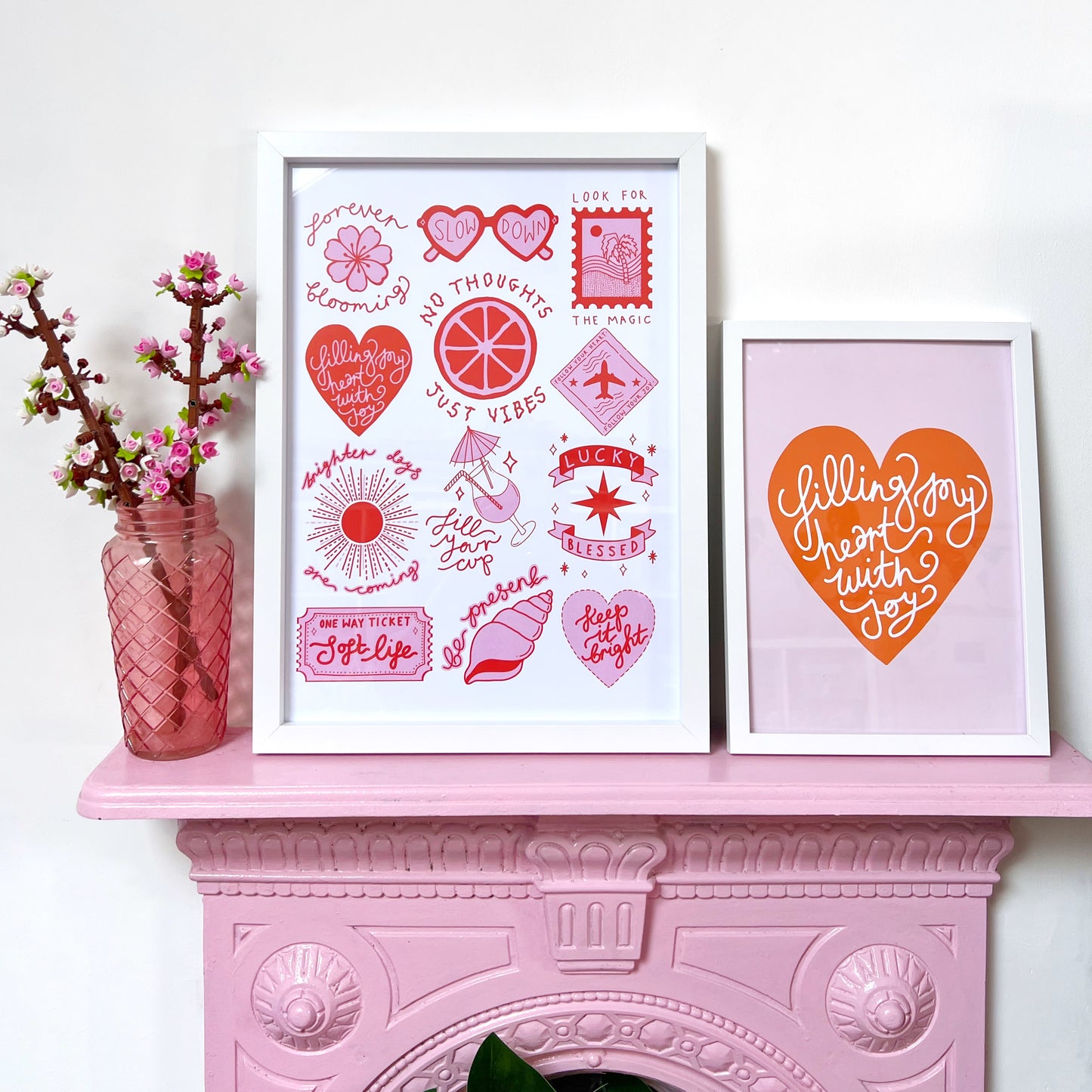 brighter days prints | pink & orange | A4 / A3