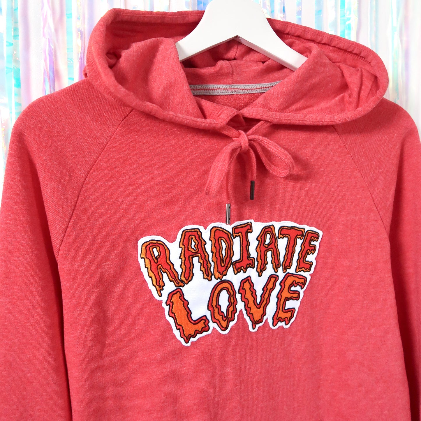 radiate love embroidered hoodie - light red