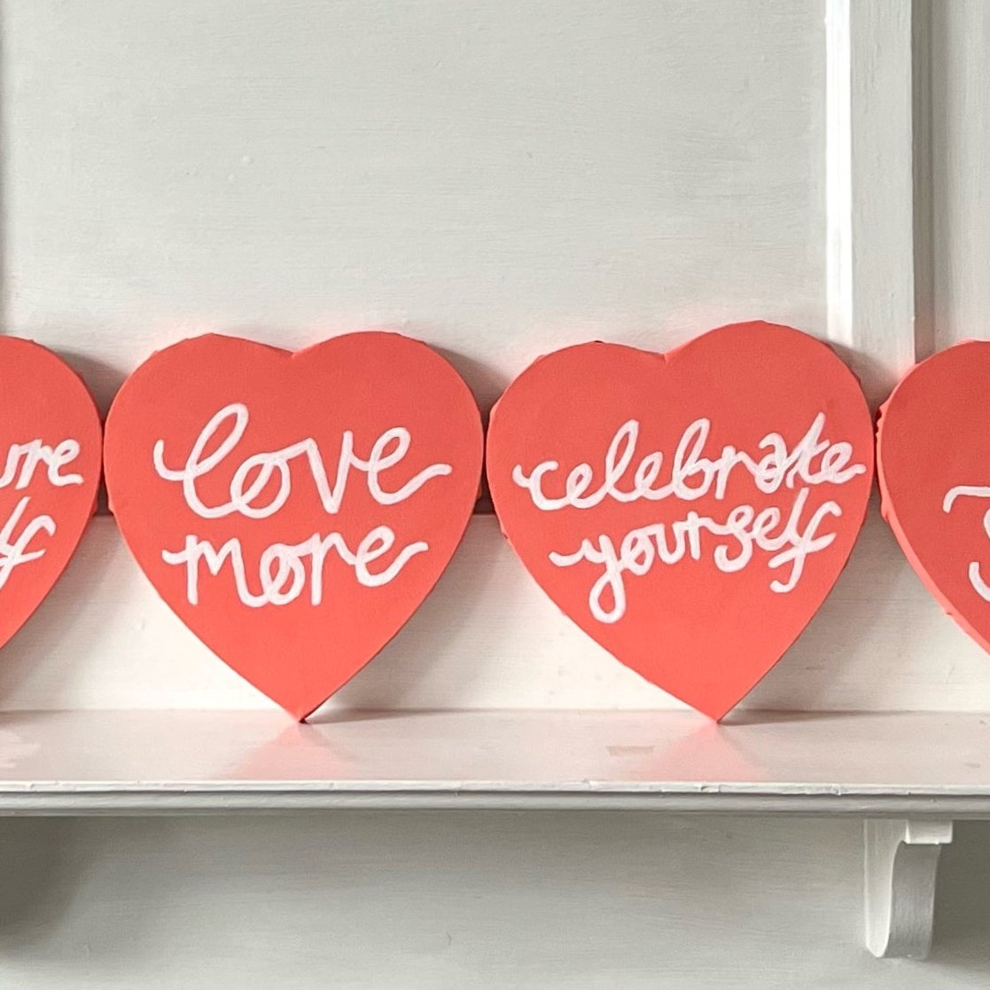 mini heart canvases