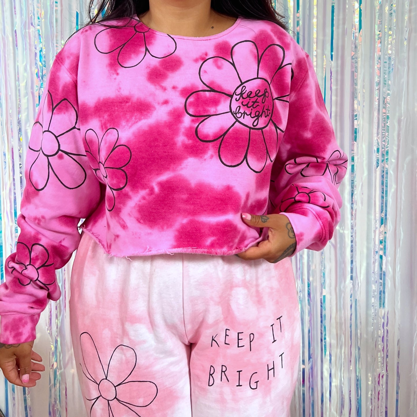 flower power tie-dye crop sweatshirt