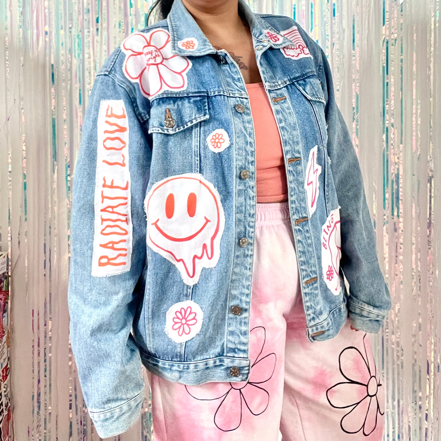 hippie heart denim jacket