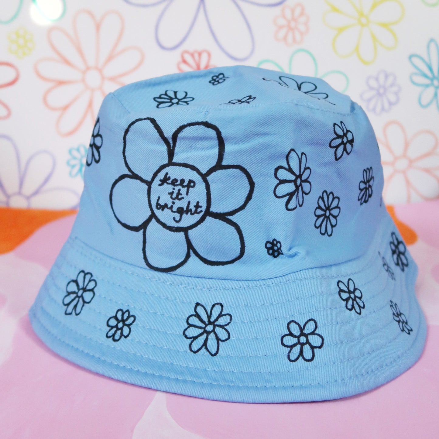 hippie heart bucket hat - blue v.2