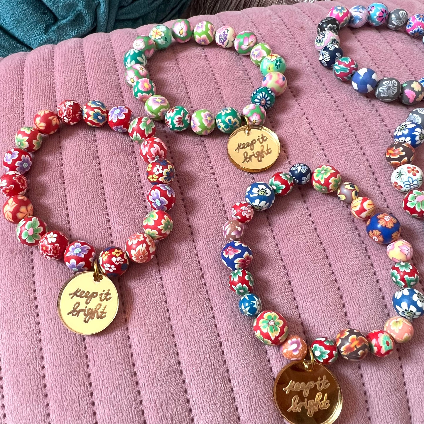 keep it bright chunky floral bracelets