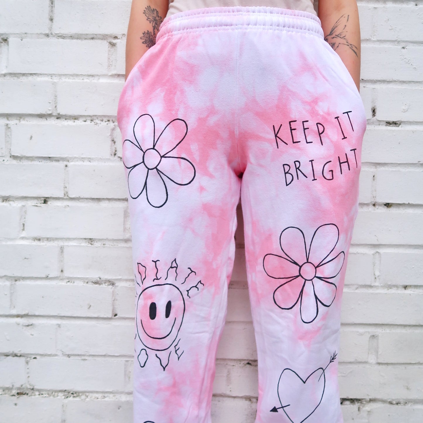 hippie heart tie dye lounge pants / joggers - pink