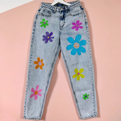 flower power mom jeans