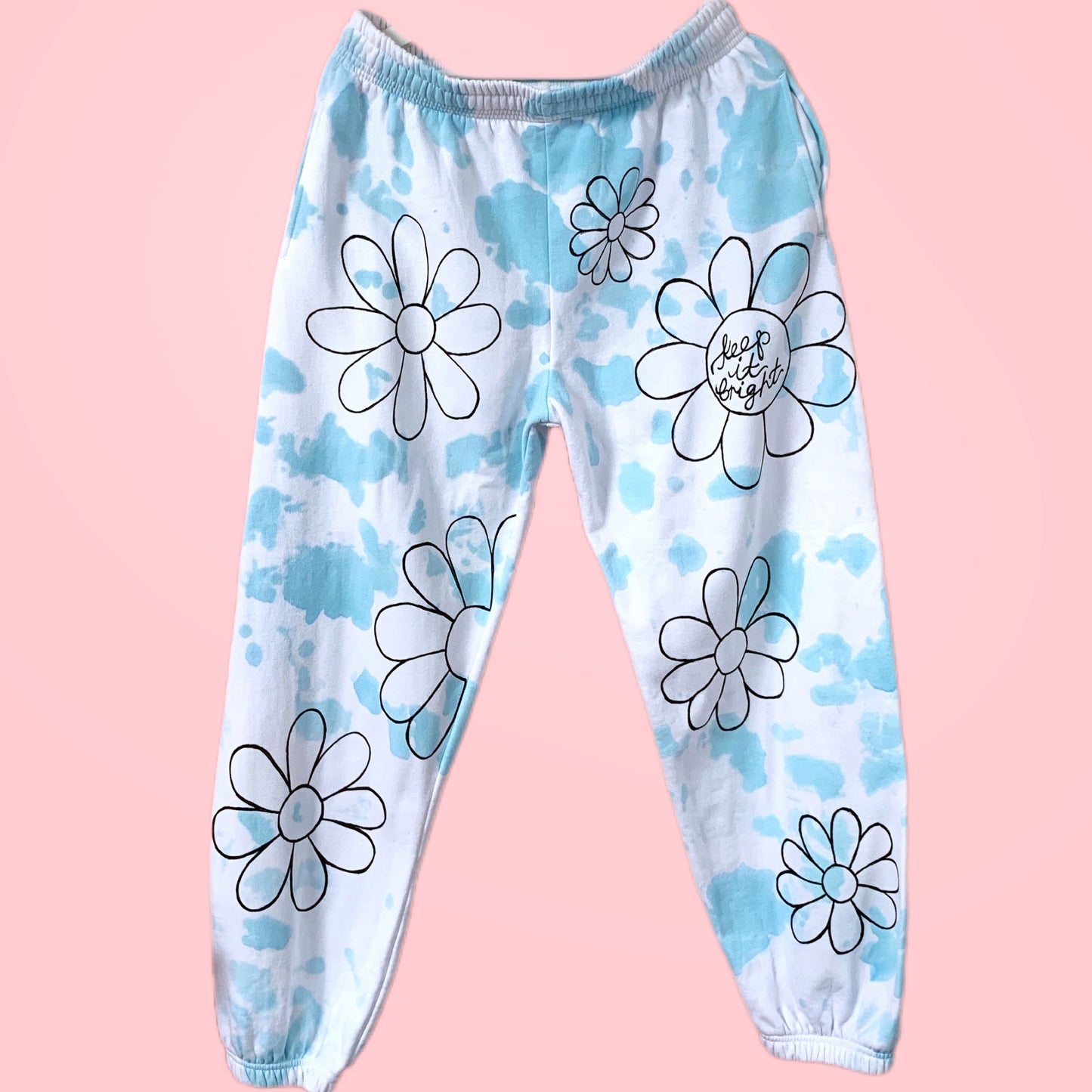 hippie heart tie dye lounge pants / joggers - blue