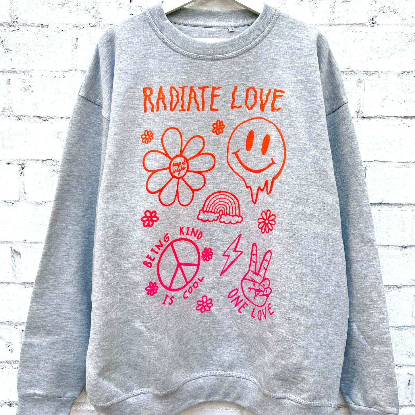 hippie heart sweatshirt - light grey