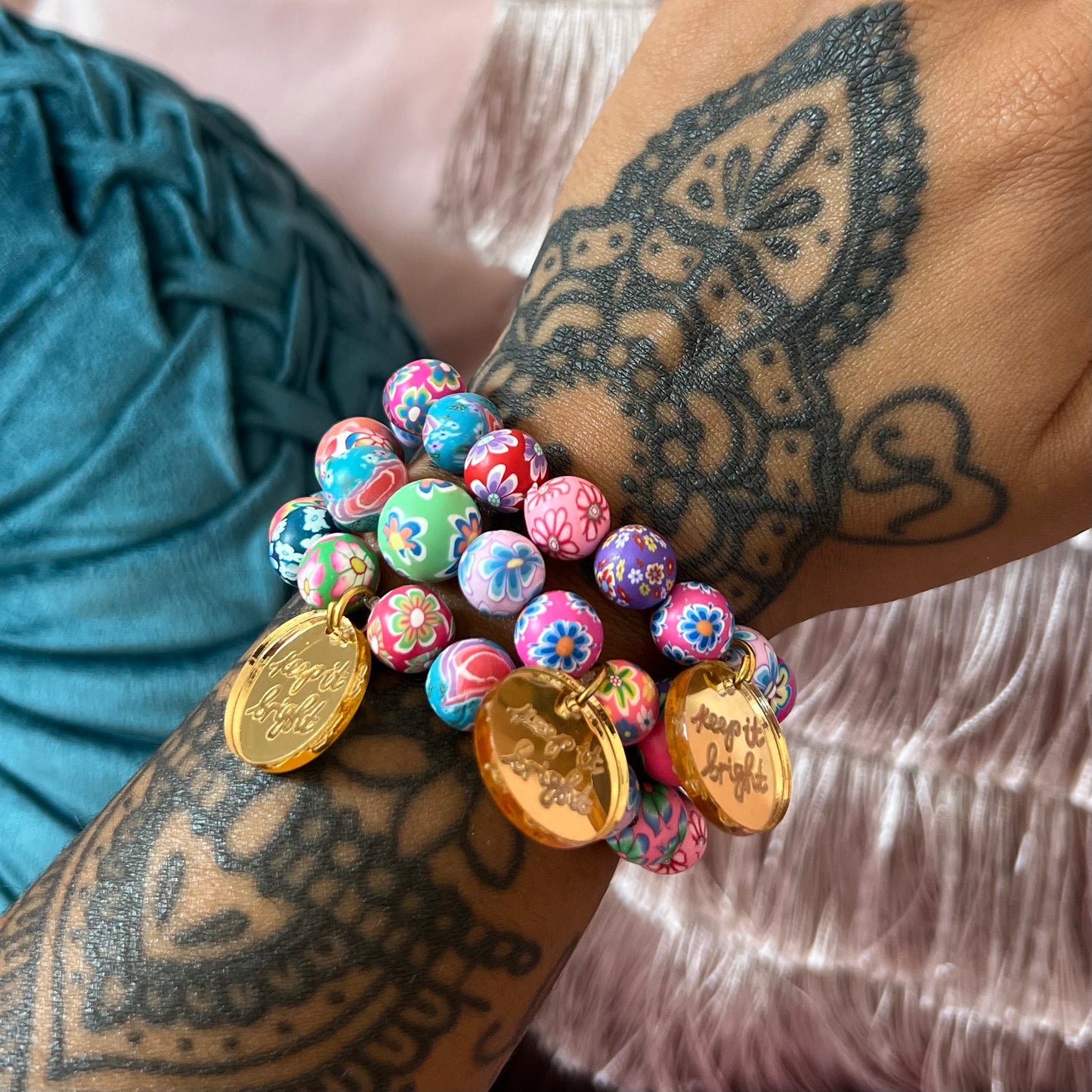 keep it bright chunky floral bracelets