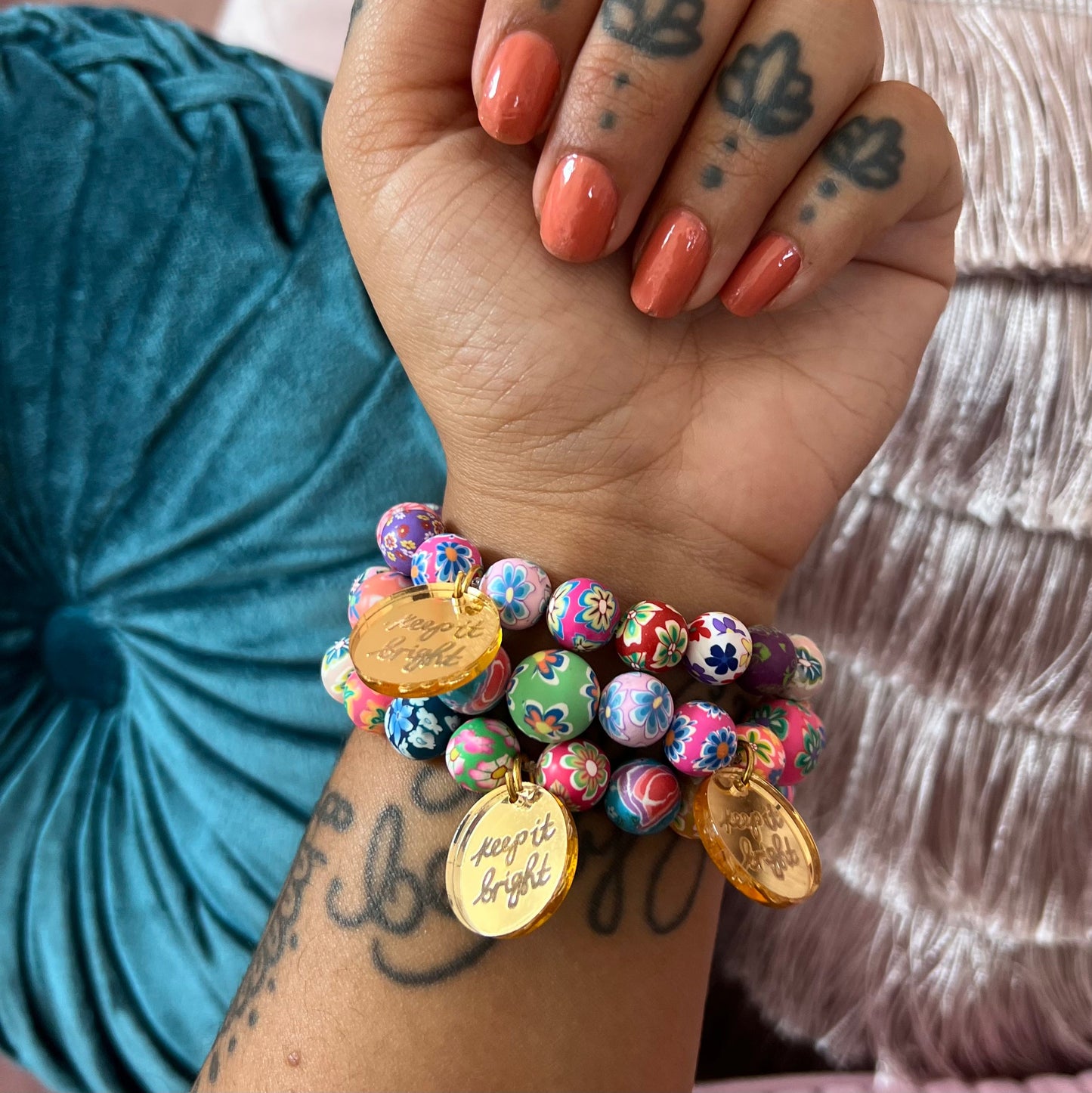 keep it bright chunky floral bracelets