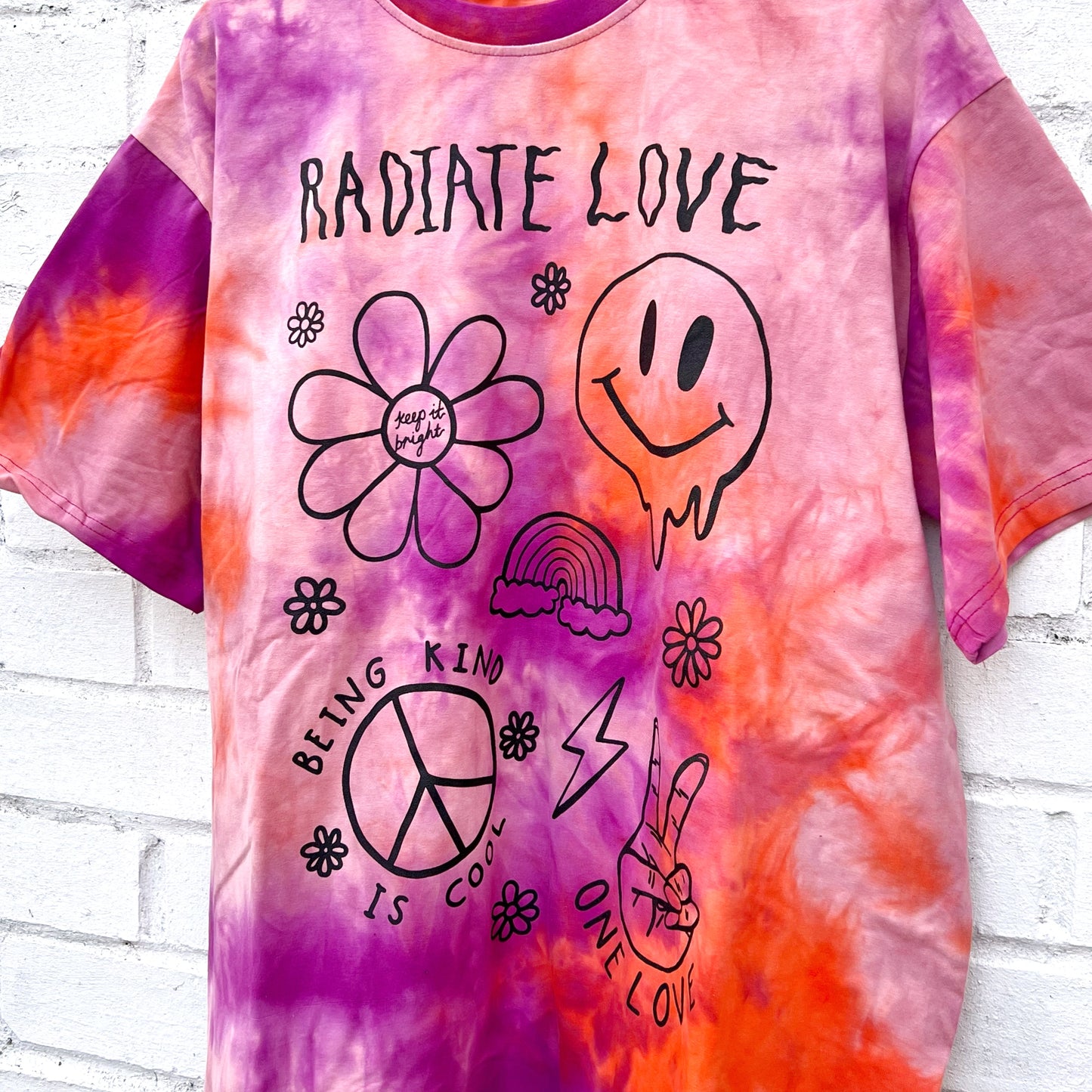 hippie heart tie-dye t-shirt - sunset