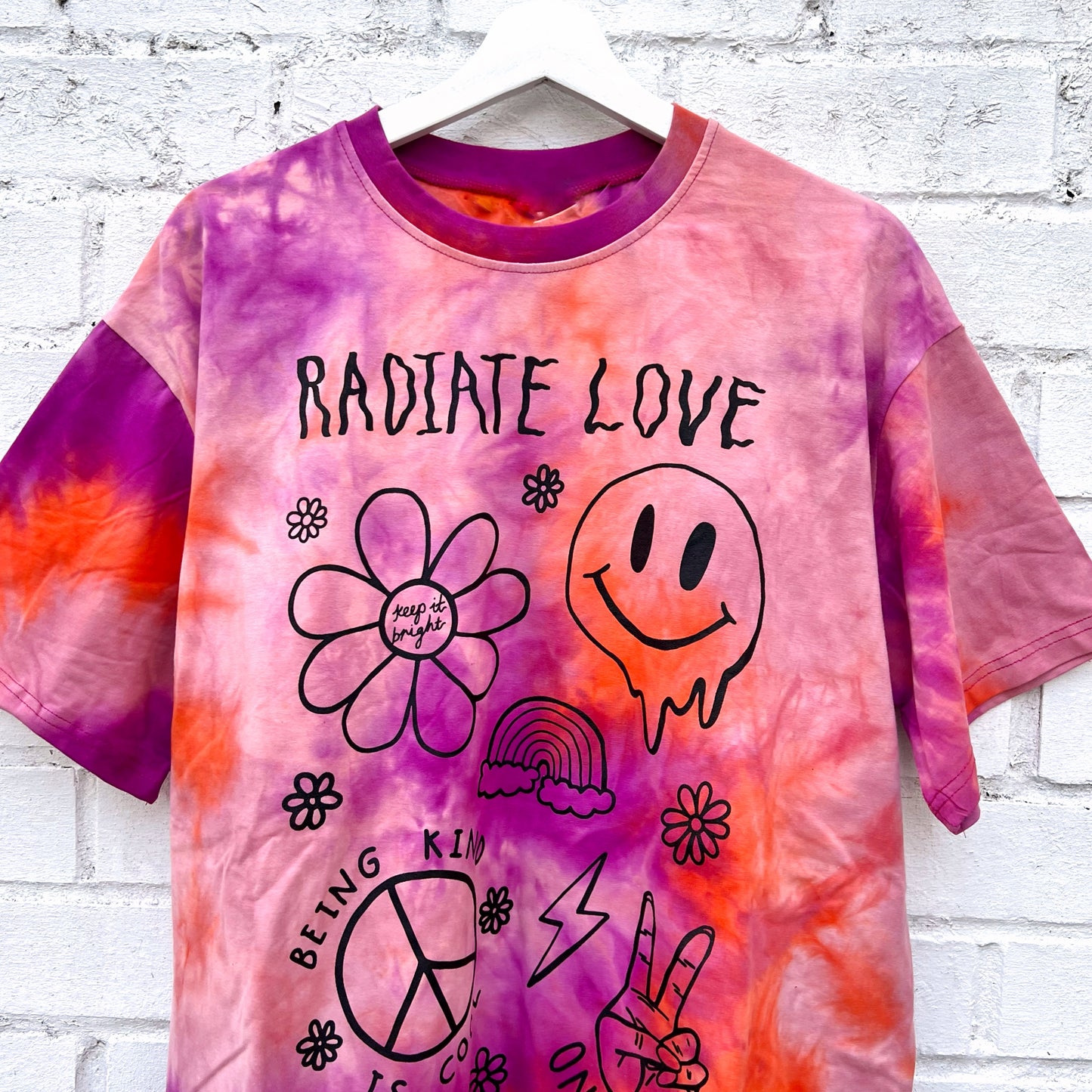 hippie heart tie-dye t-shirt - sunset