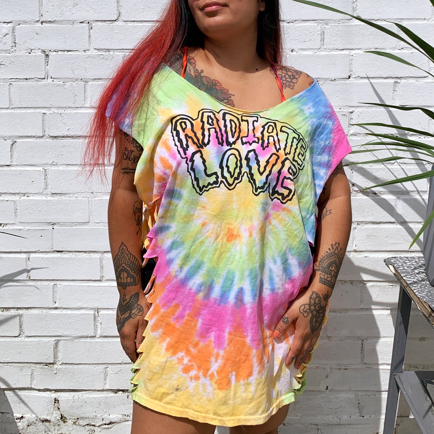 radiate love tie-dye off-shoulder top - pastel mix