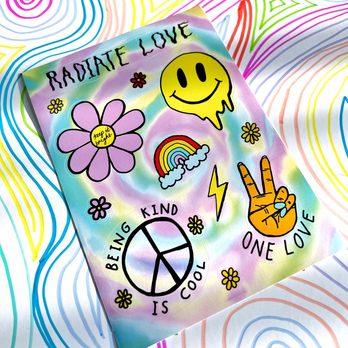 hippie heart sticker sheet
