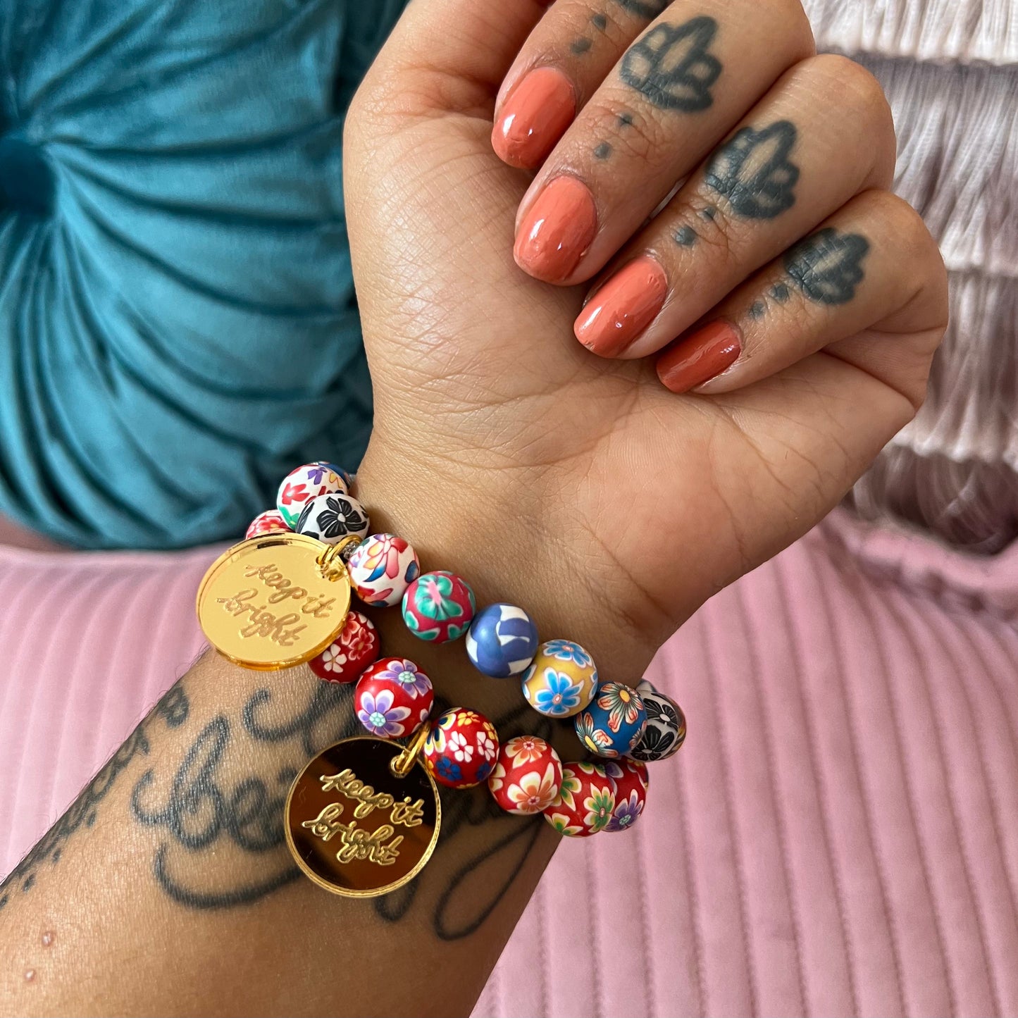 keep it bright chunky floral bracelets