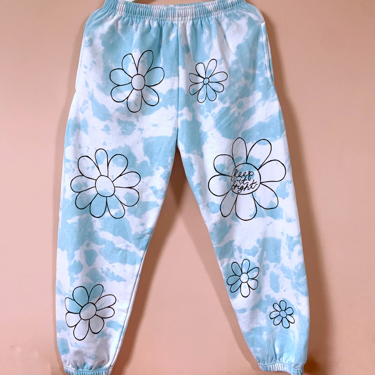 hippie heart tie dye lounge pants / joggers - blue