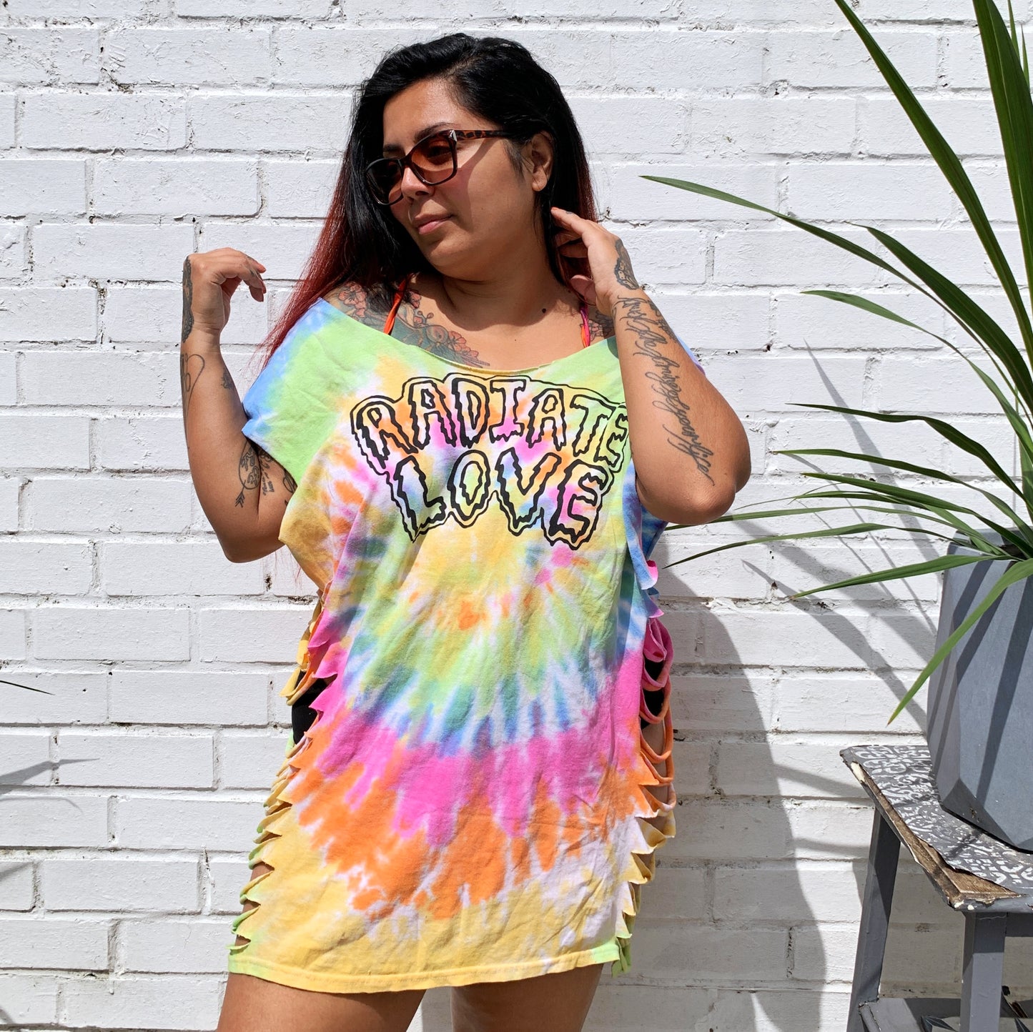 radiate love tie-dye off-shoulder top - pastel mix