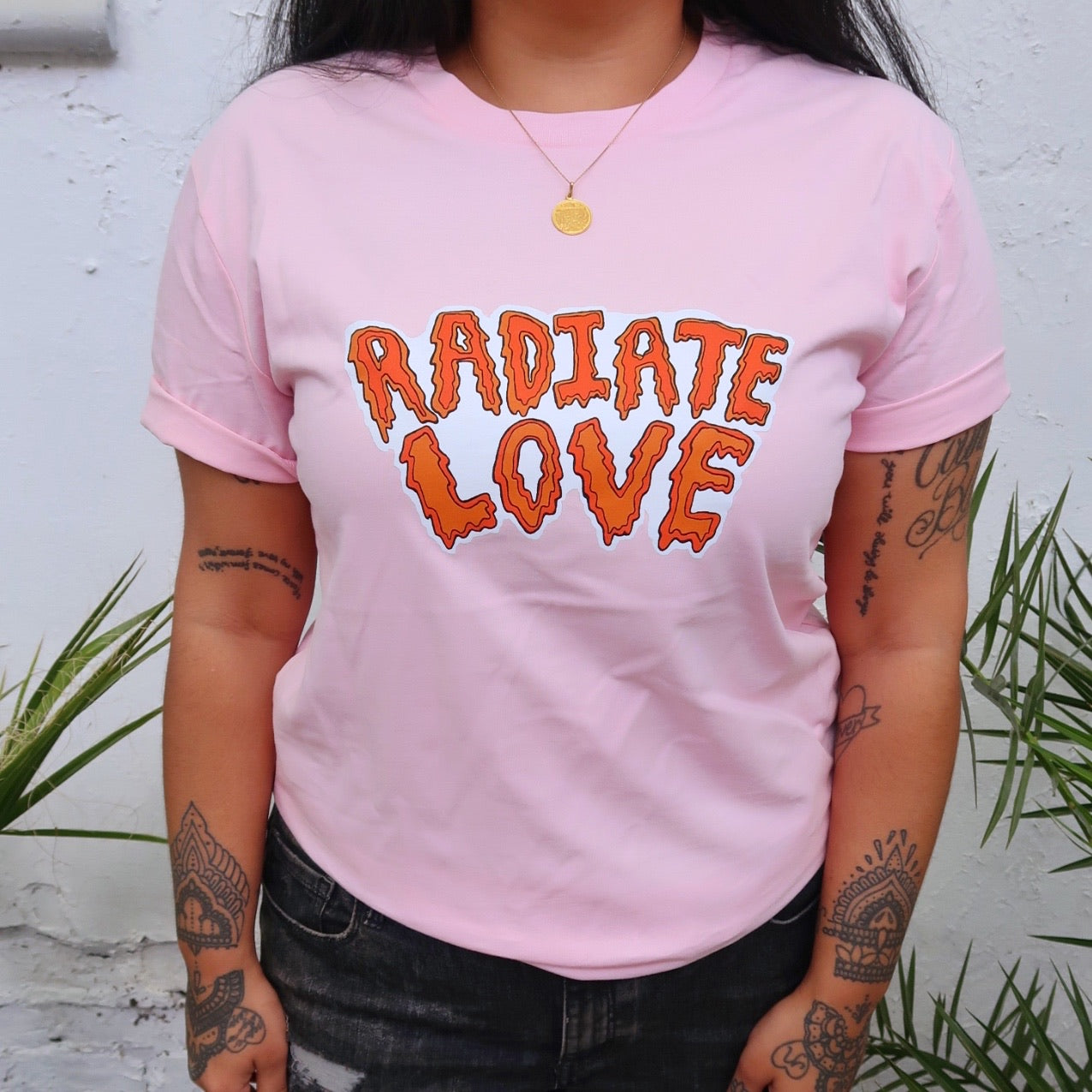 radiate love t-shirt - baby pink
