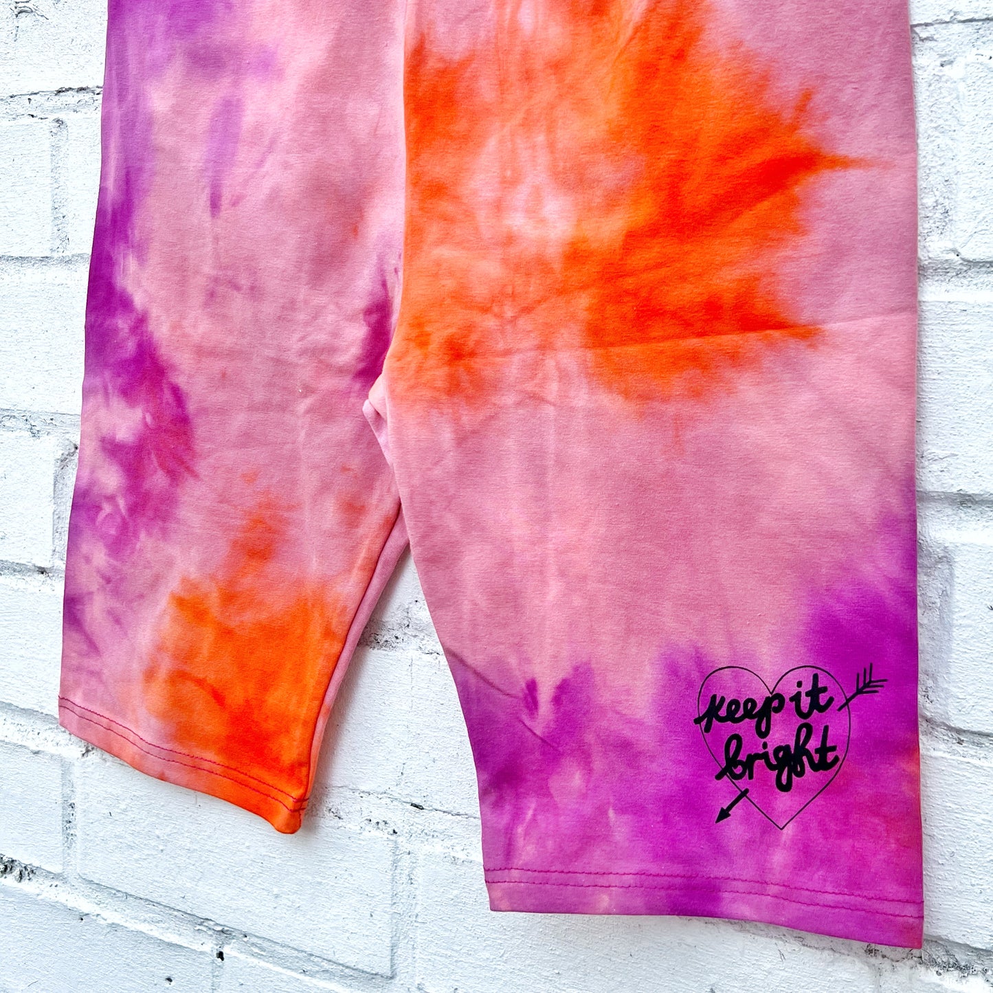 keep it bright tie-dye legging shorts - sunset