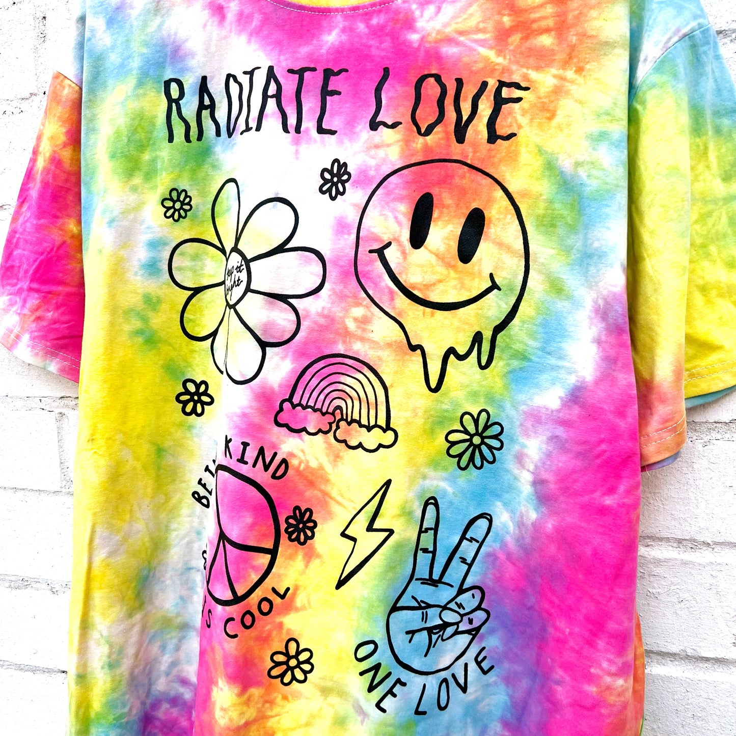 hippie heart tie-dye t-shirt - bright