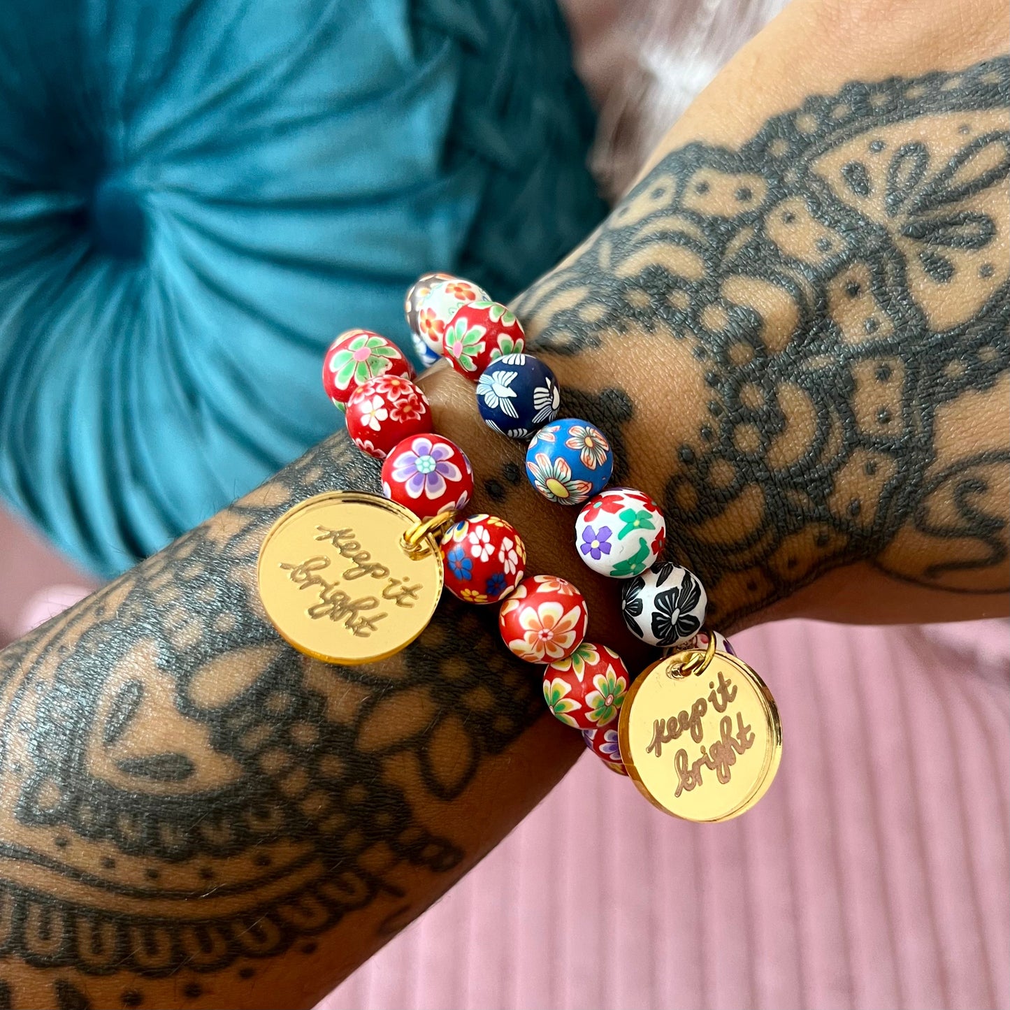 keep it bright chunky floral bracelets