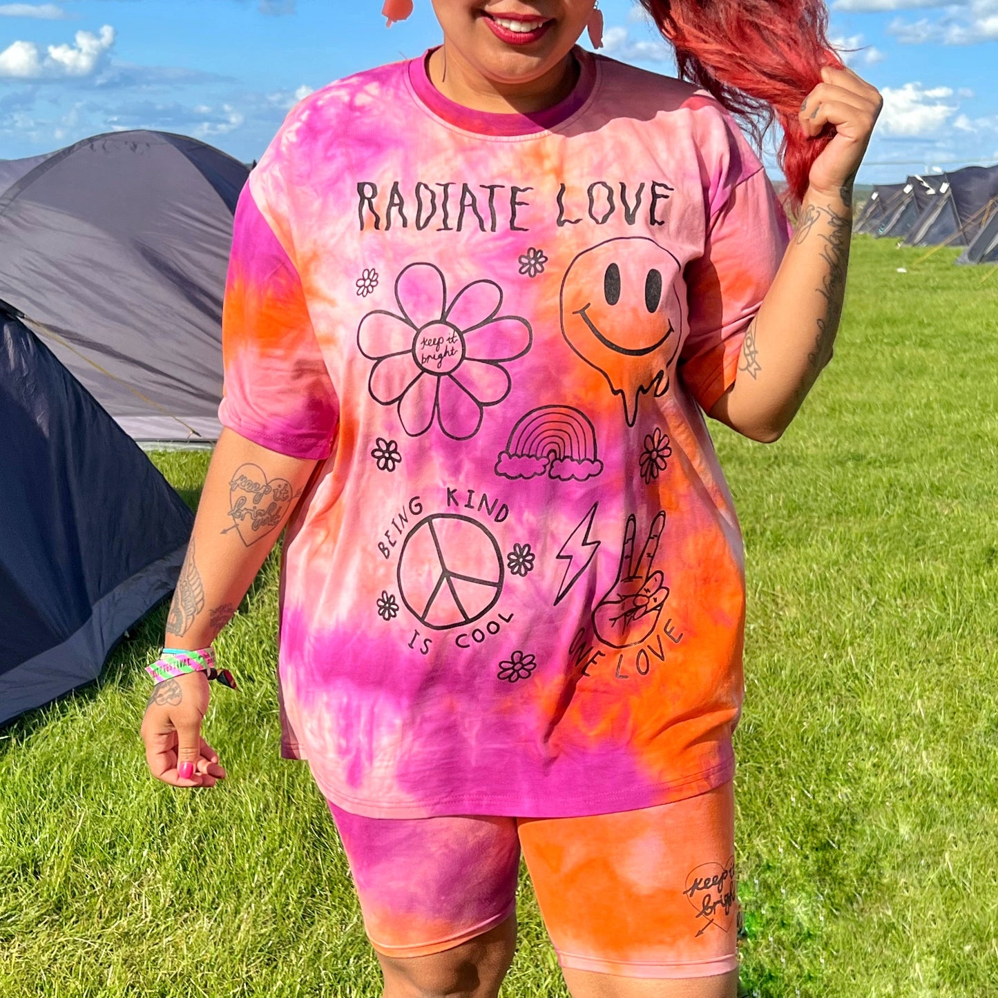 hippie heart tie-dye t-shirt - sunset