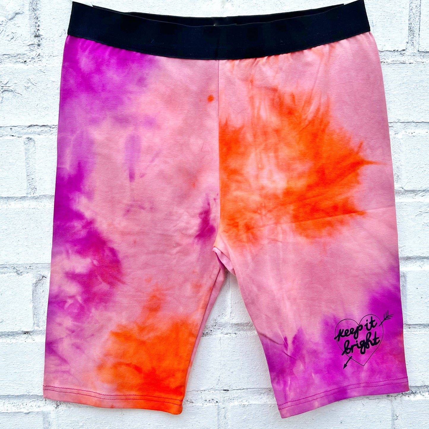 keep it bright tie-dye legging shorts - sunset