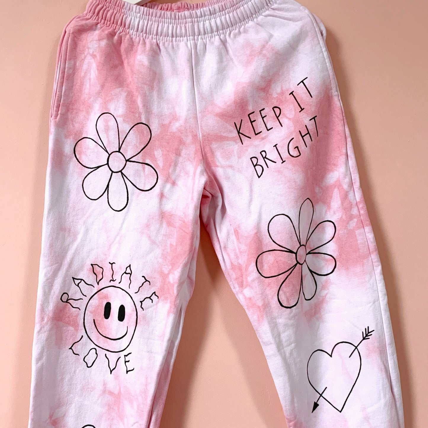 hippie heart tie dye lounge pants / joggers - pink