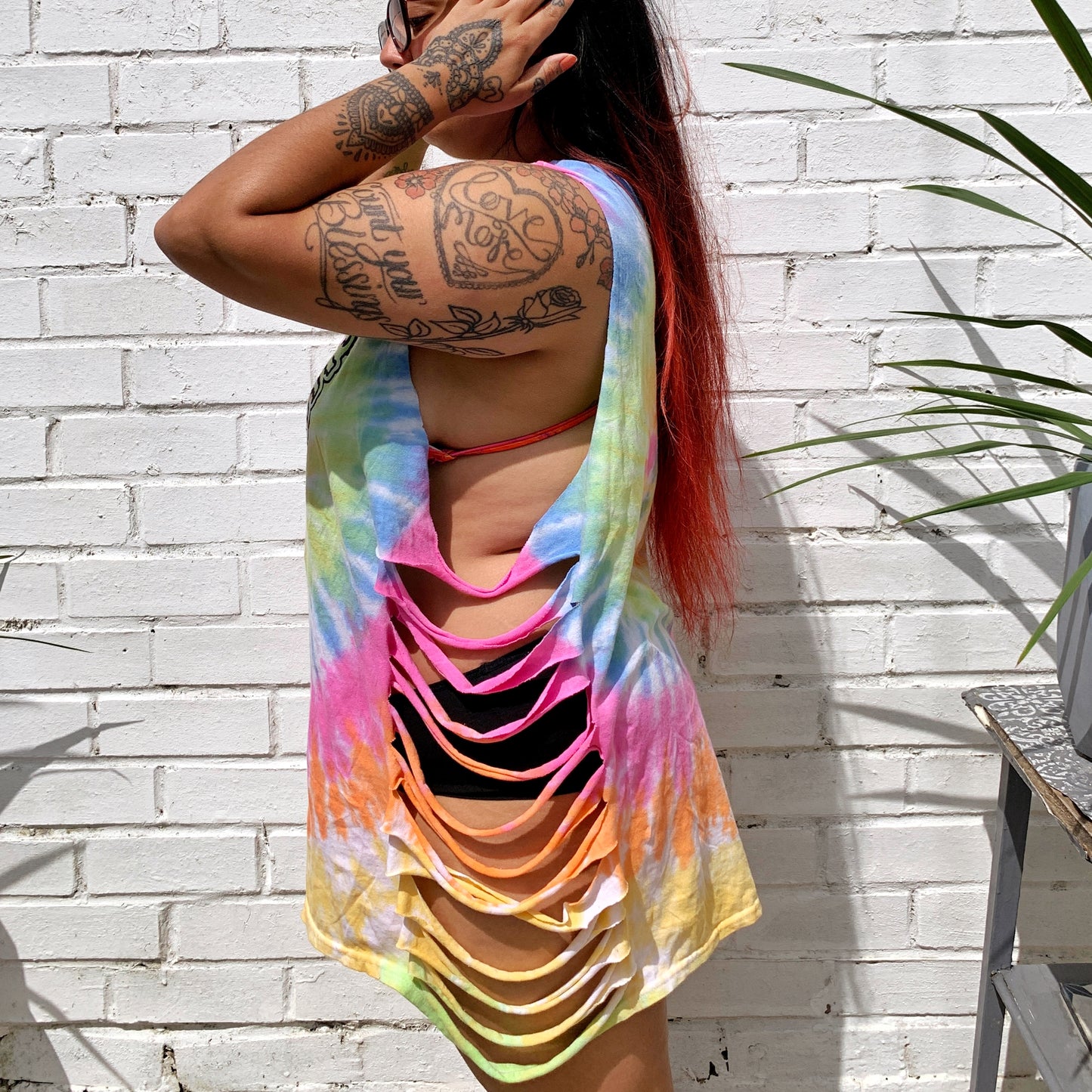 radiate love tie-dye side slash top - pastel mix