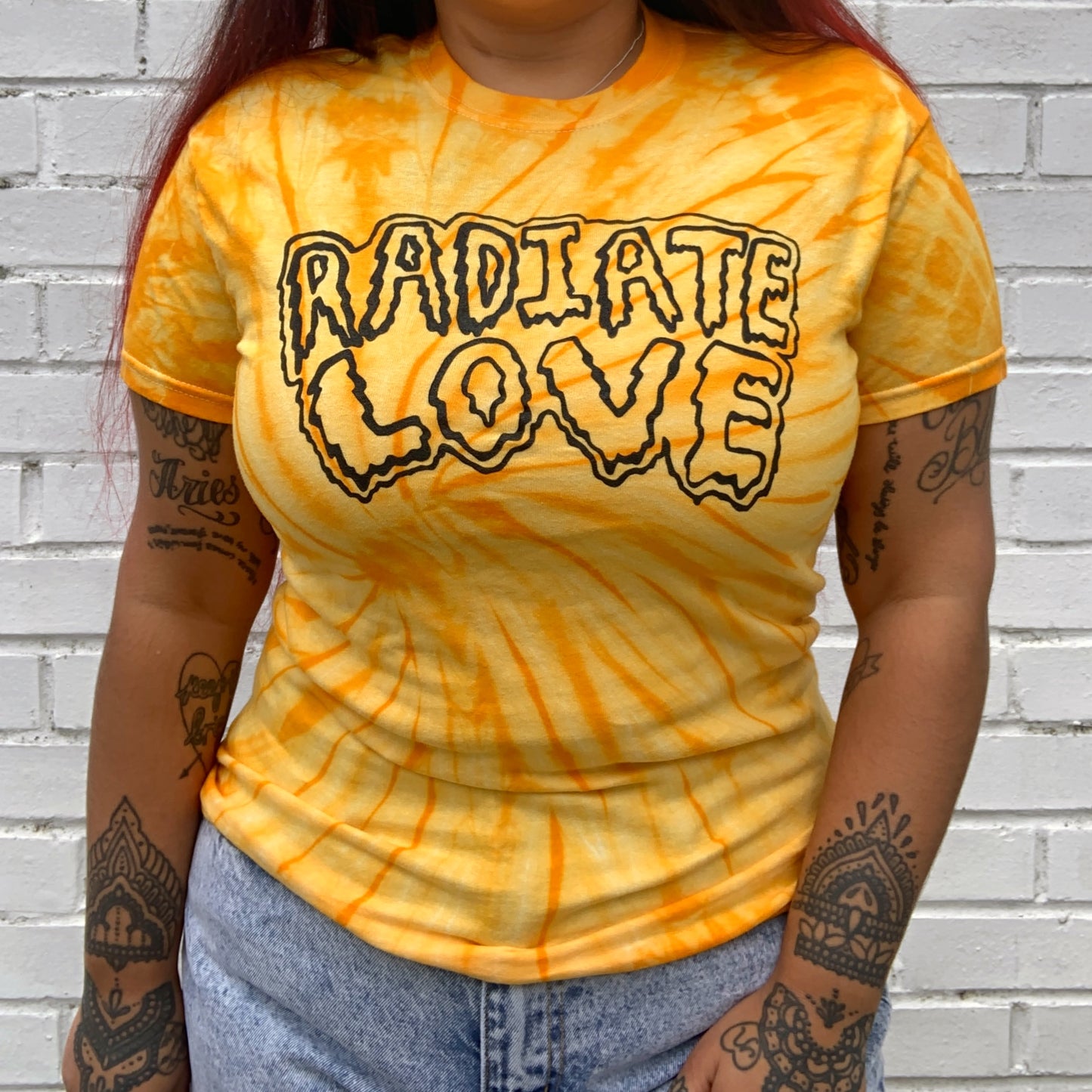 radiate love tie-dye t-shirt / crop top - yellow