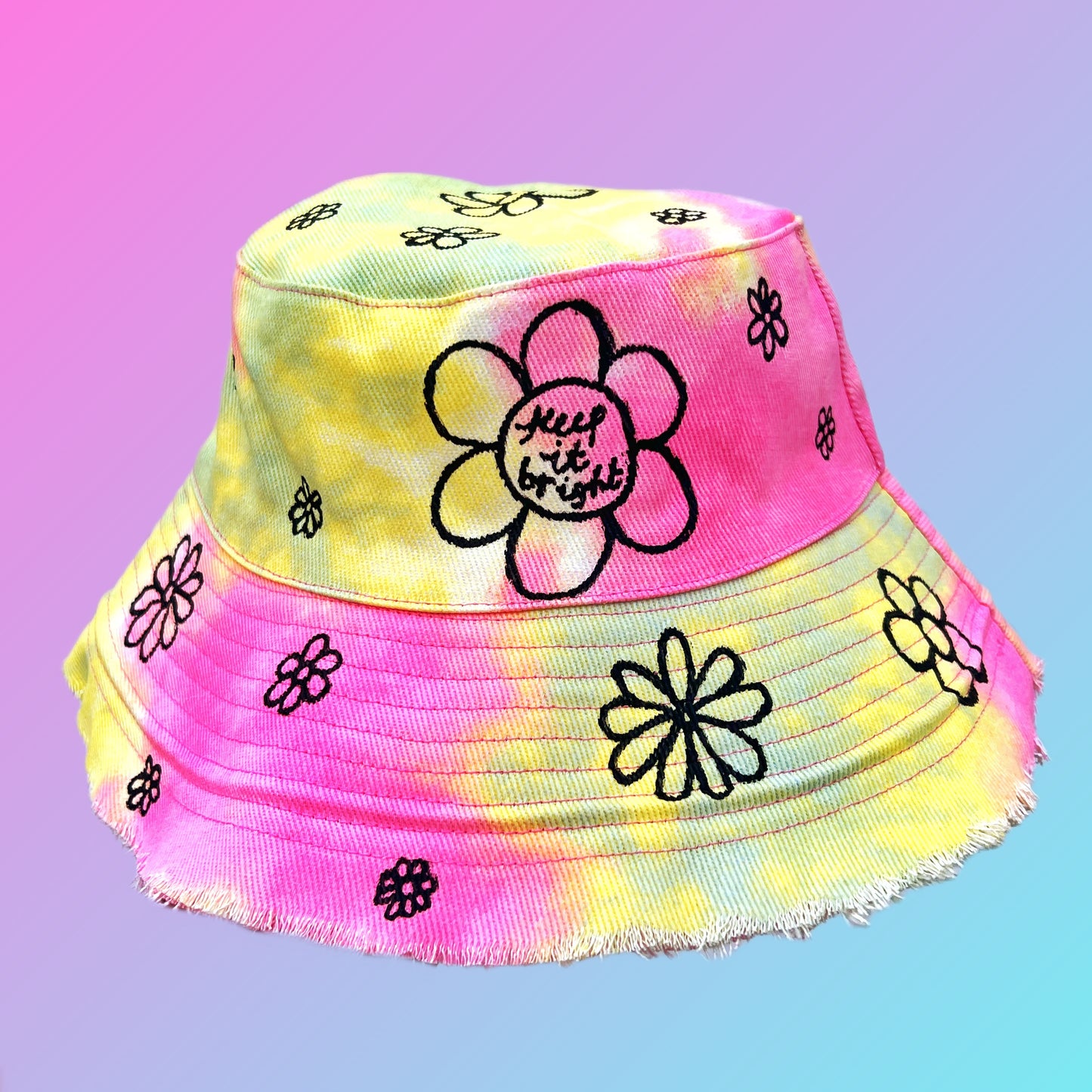 hippie heart bucket hat - tie dye