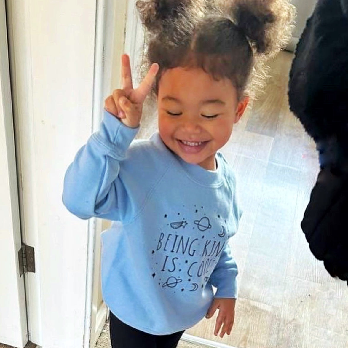 kids being kind is cool crop sweatshirt - blue