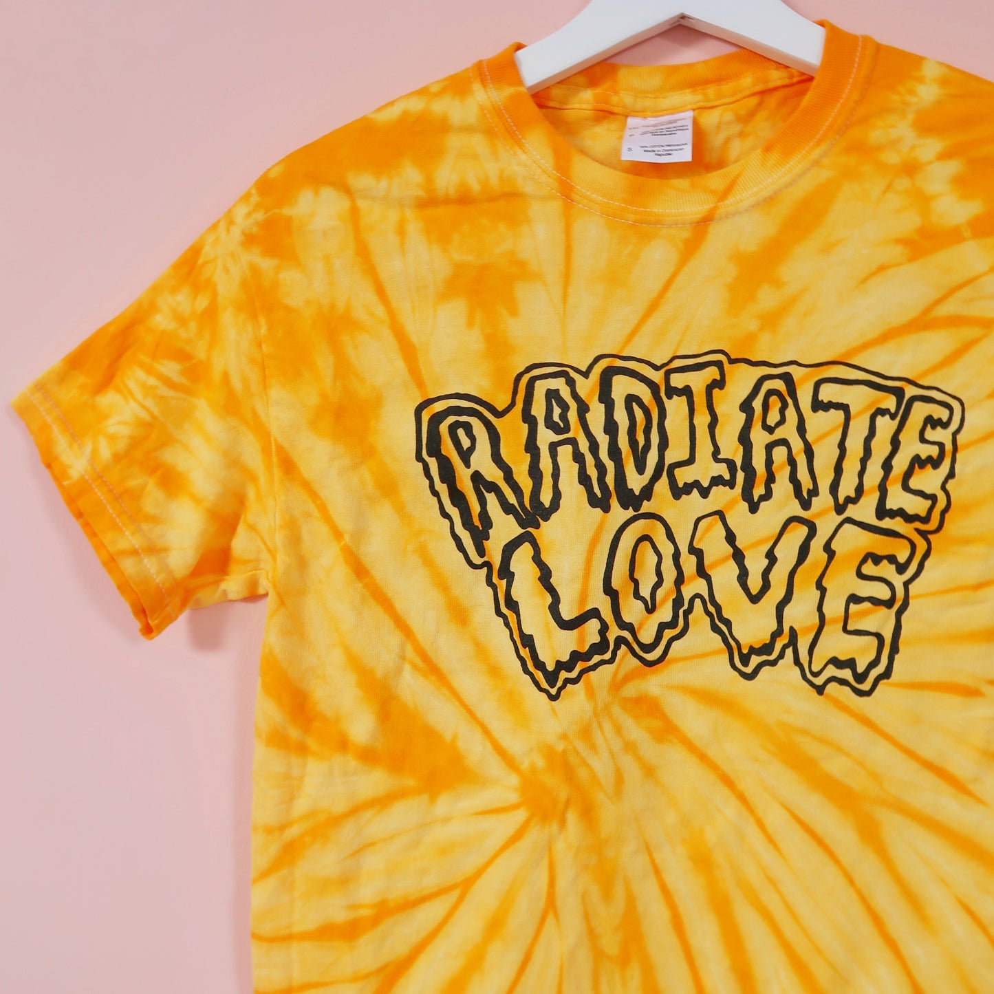 radiate love tie-dye t-shirt / crop top - yellow