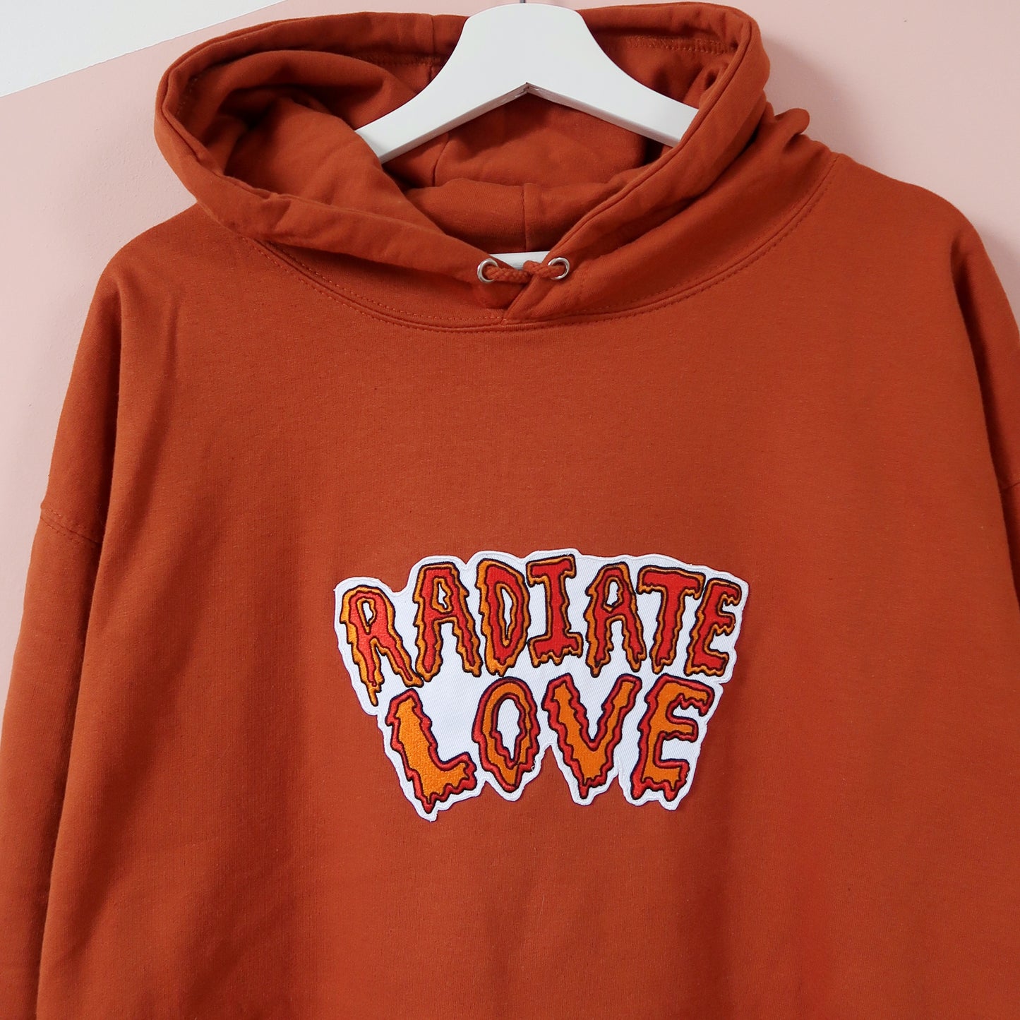 radiate love embroidered hoodie - burnt orange