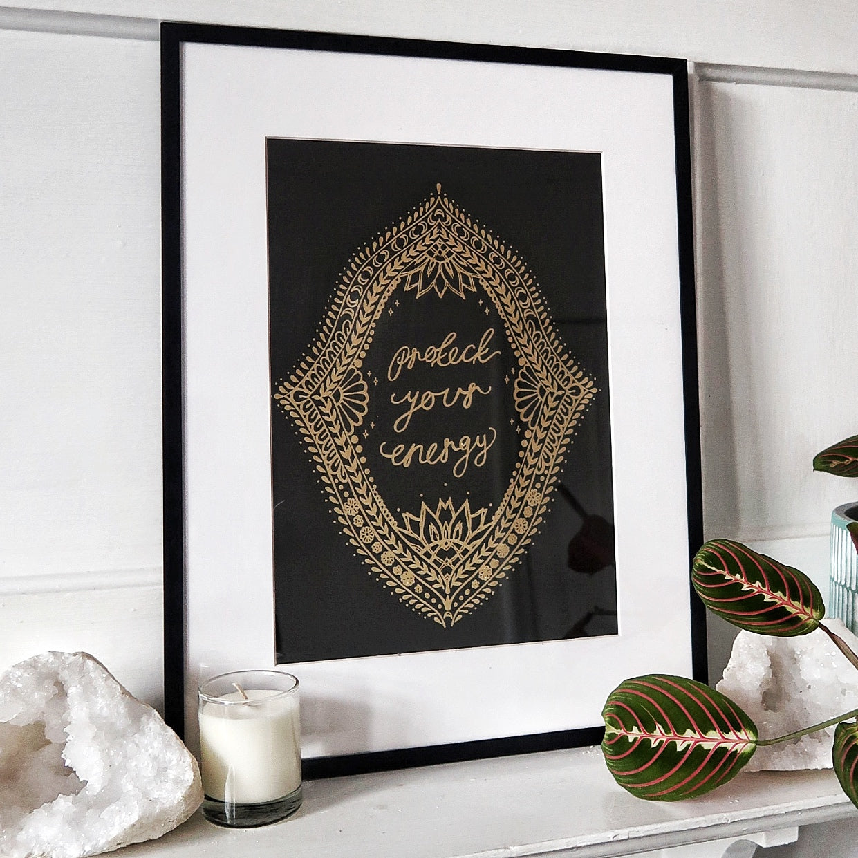 protect your energy - metallic gold - A4 print