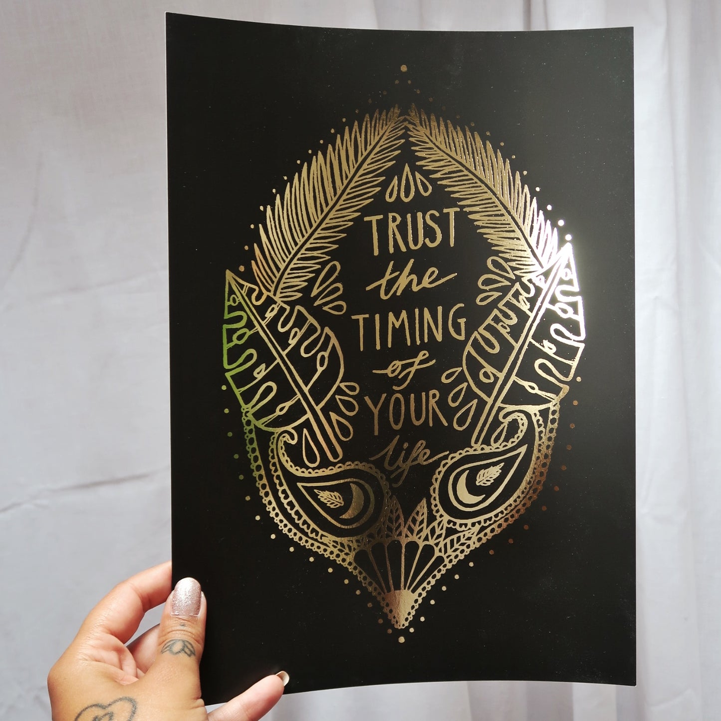 trust the timing of your life - metallic gold - A4 print