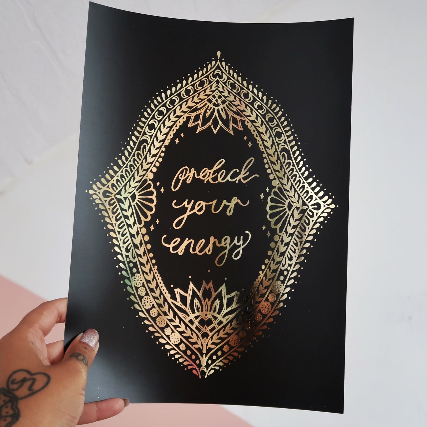 protect your energy - metallic gold - A4 print