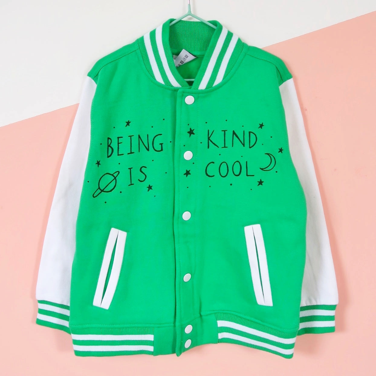 being kind is cool kids varsity jacket - green