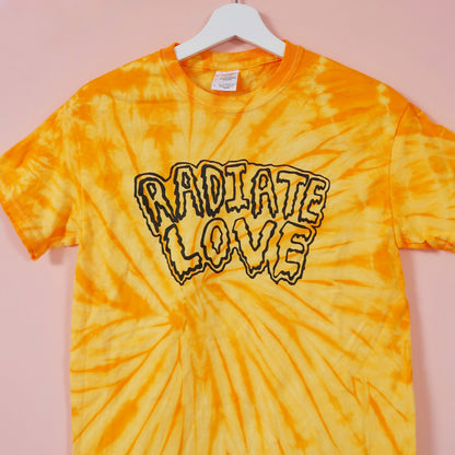 radiate love tie-dye t-shirt / crop top - yellow