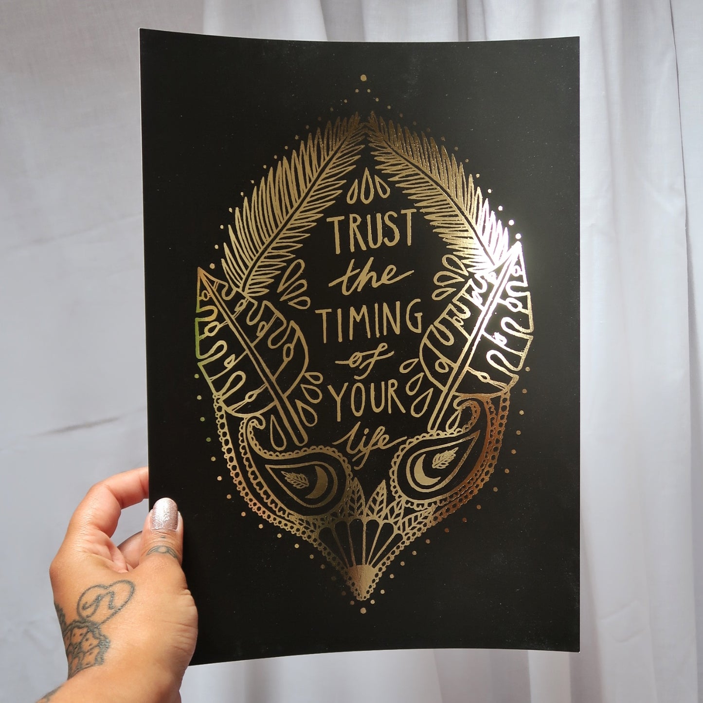 trust the timing of your life - metallic gold - A4 print