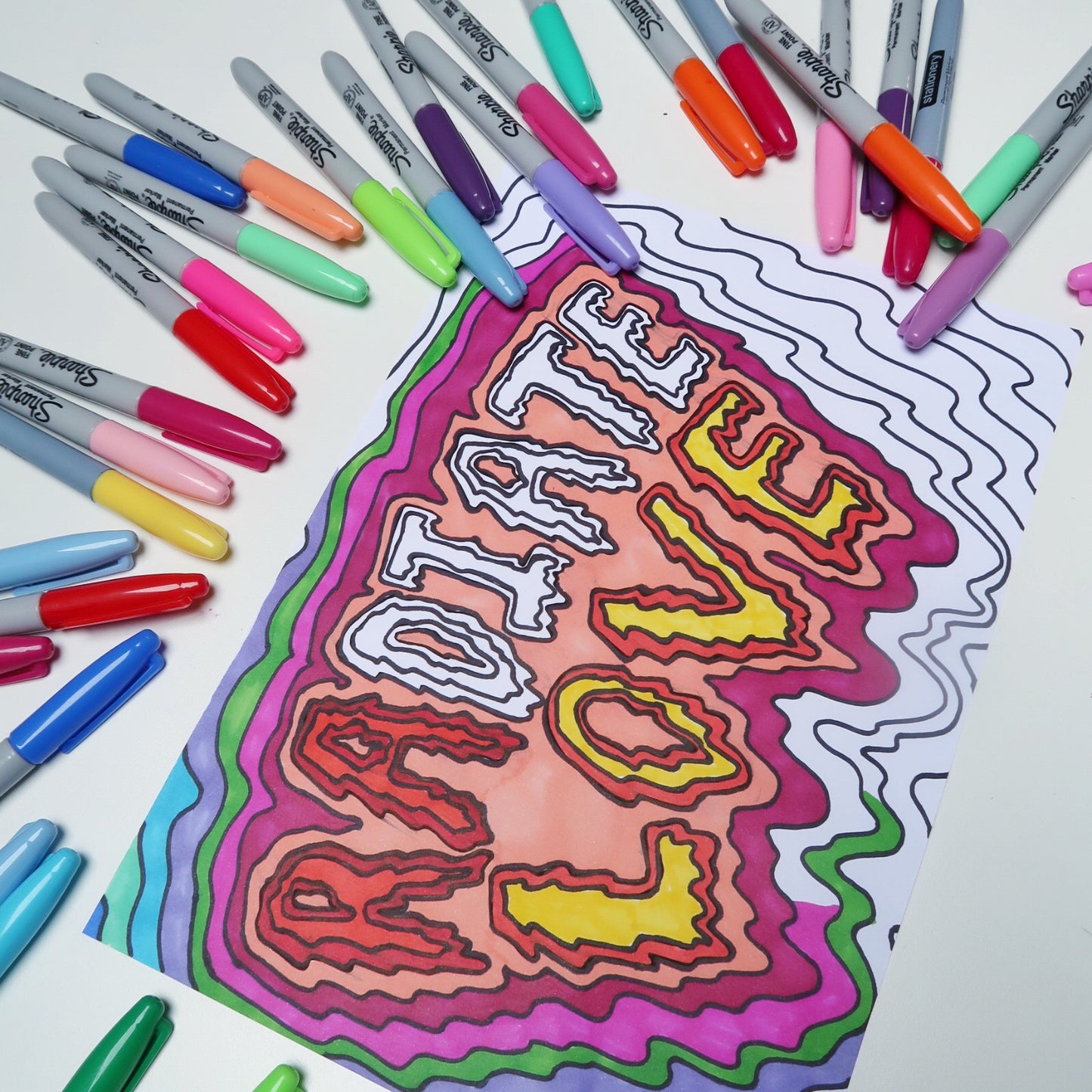 radiate love colour-in A4 print