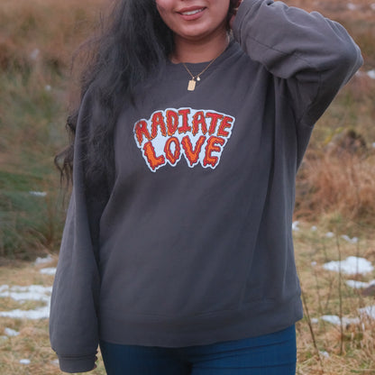 radiate love embroidered sweatshirt - dark grey