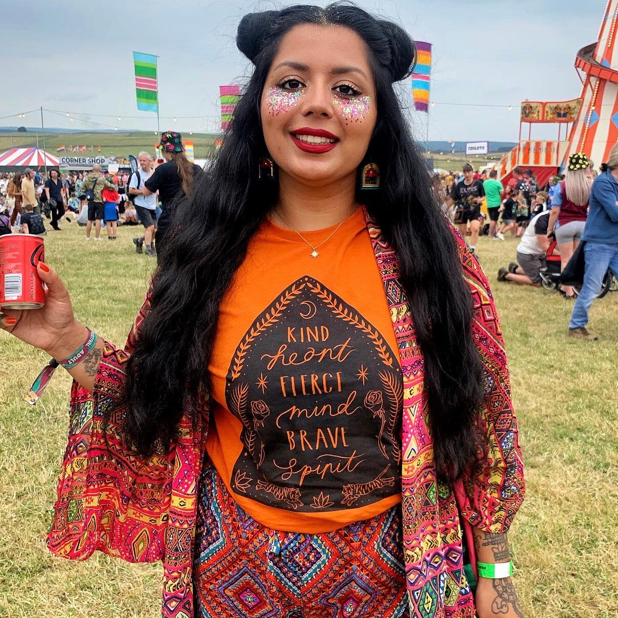 kind heart, fierce mind, brave spirit t-shirt - orange