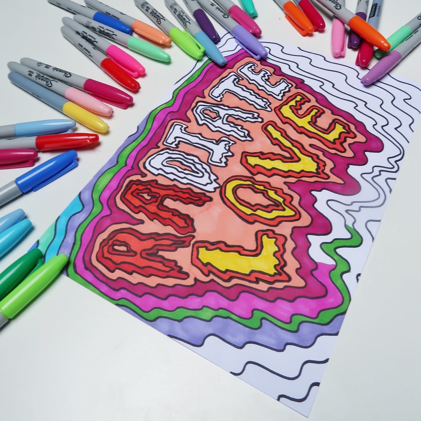 radiate love colour-in A4 print