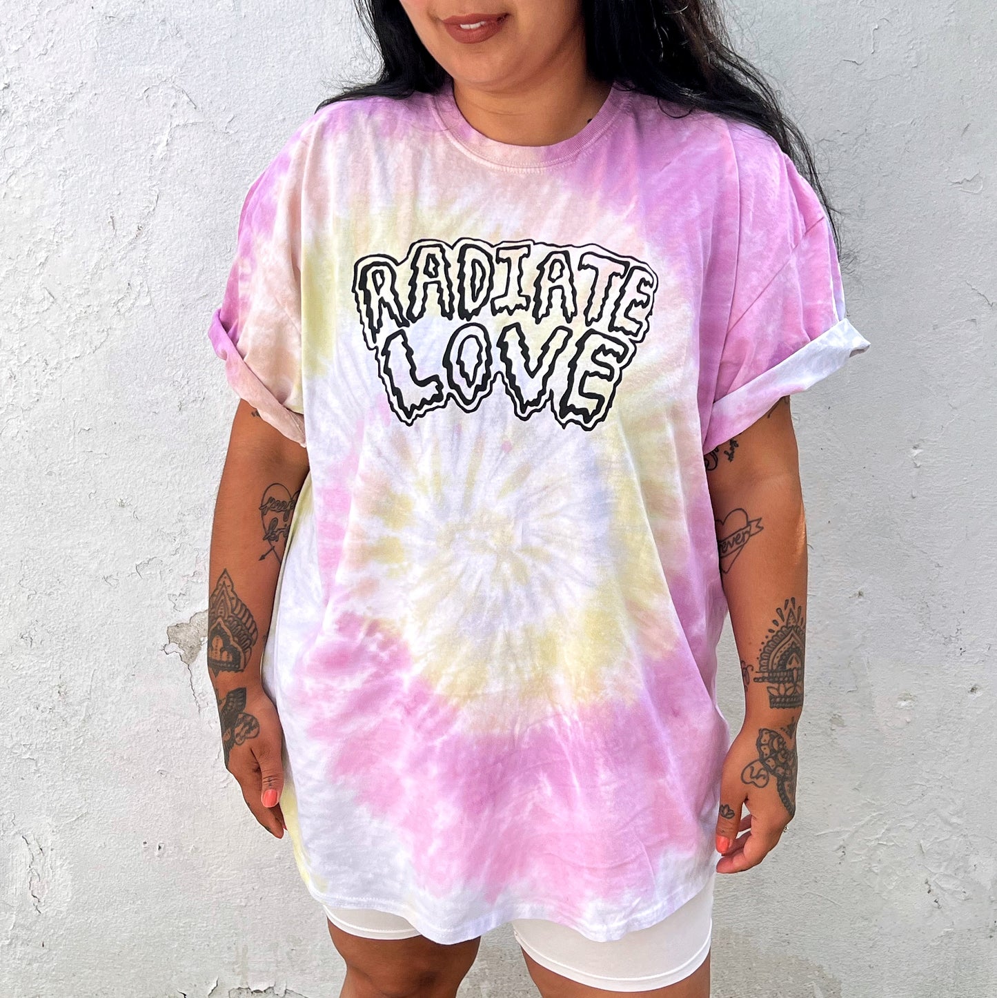 radiate love tie-dye t-shirt - pastel fade