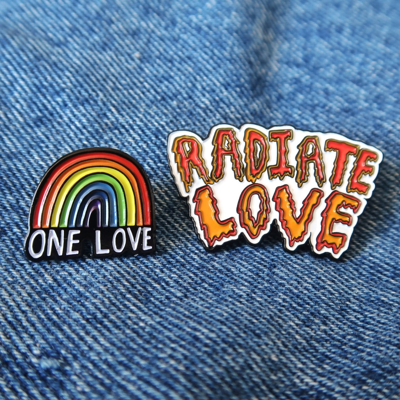 radiate love enamel pin badge