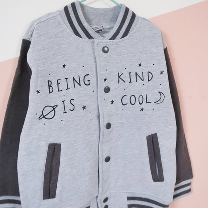 being kind is cool kids varsity jacket v.2 - grey