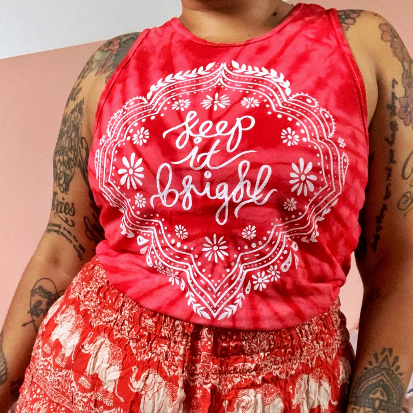 keep it bright tie dye vest top - red