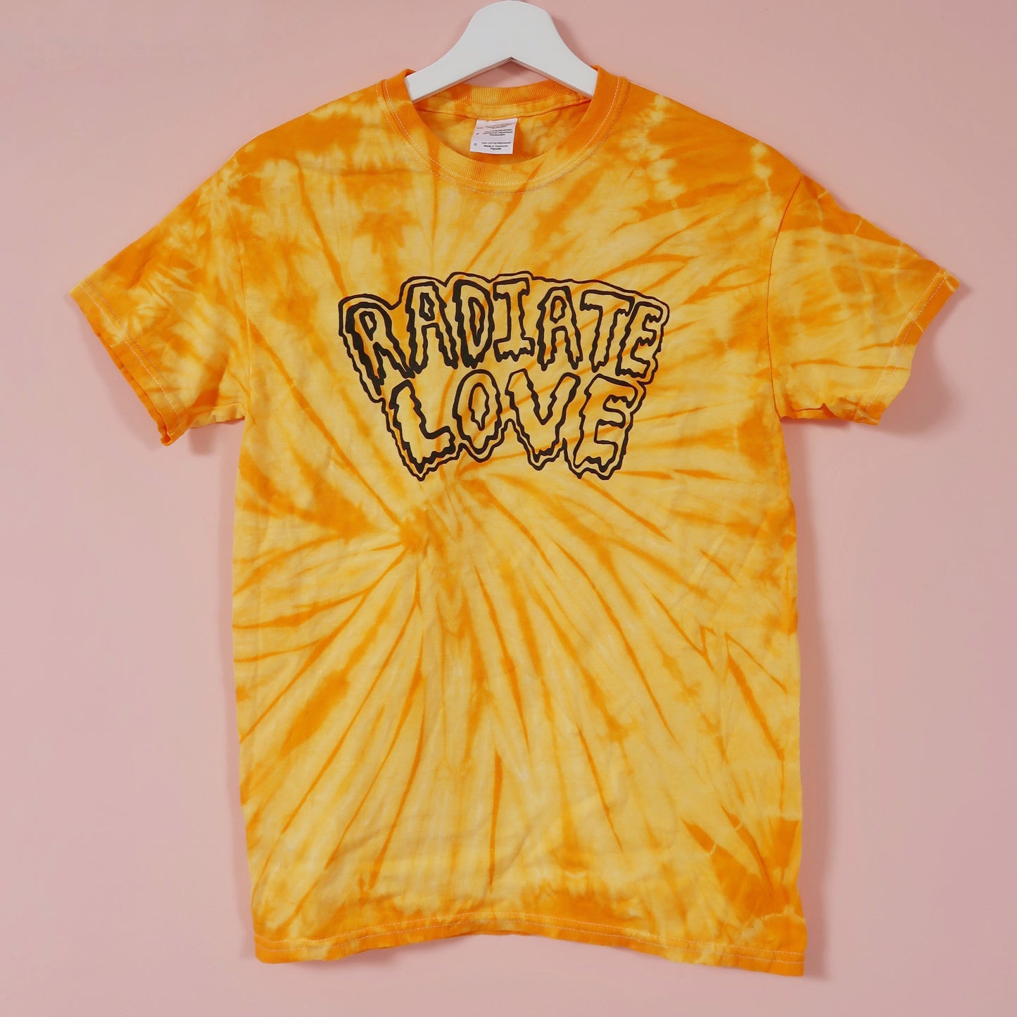 radiate love tie-dye t-shirt / crop top - yellow