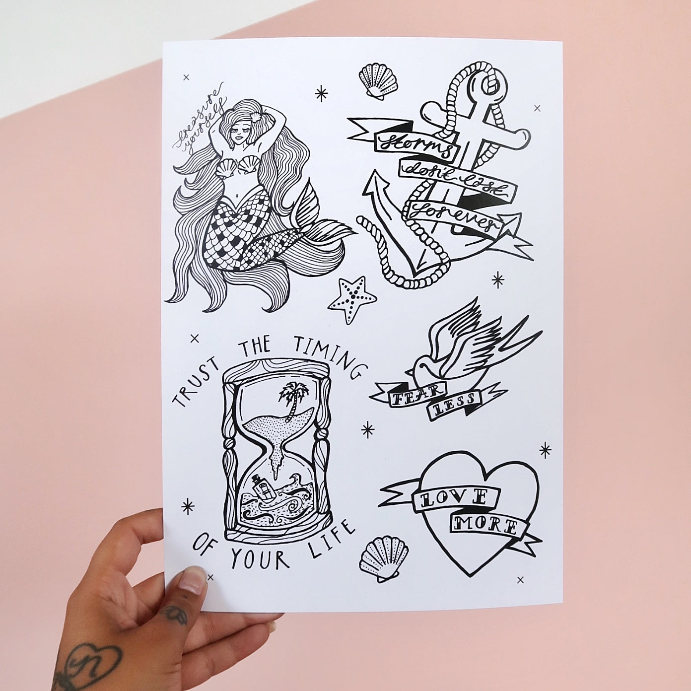 nautical flash sheet - A4 print - black & white